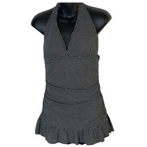 Fashion Bug Womens Black White Polka Dot One Piece Bathing Suit Swim Suit 6